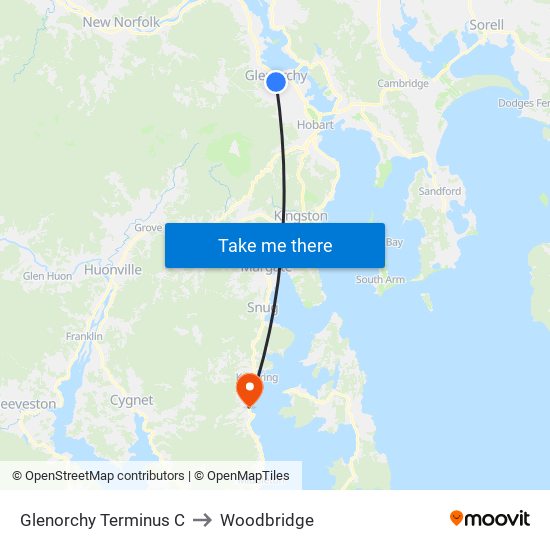 Glenorchy Terminus C to Woodbridge map