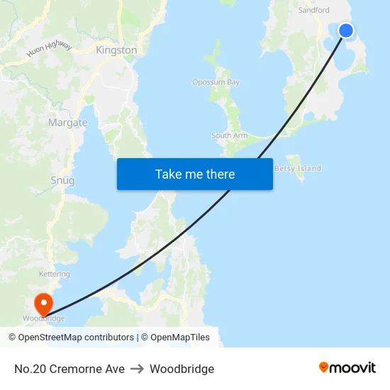 No.20 Cremorne Ave to Woodbridge map