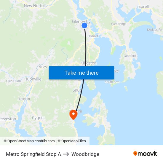 Metro Springfield Stop A to Woodbridge map