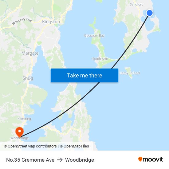 No.35 Cremorne Ave to Woodbridge map