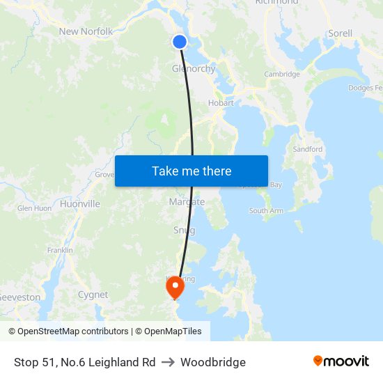 Stop 51, No.6 Leighland Rd to Woodbridge map