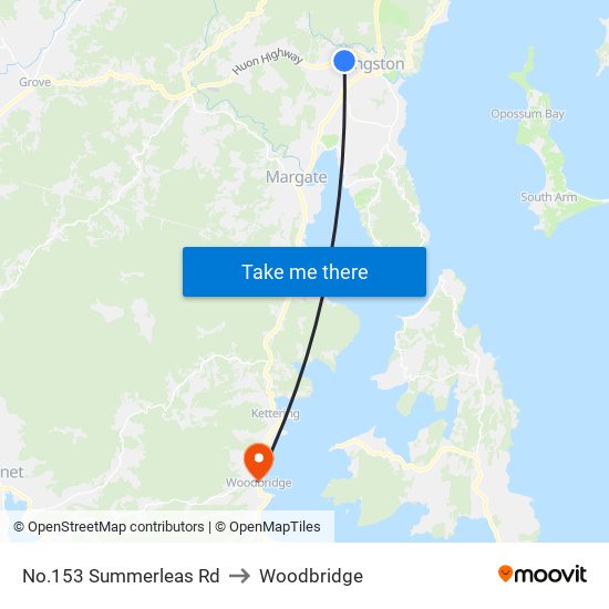 No.153 Summerleas Rd to Woodbridge map