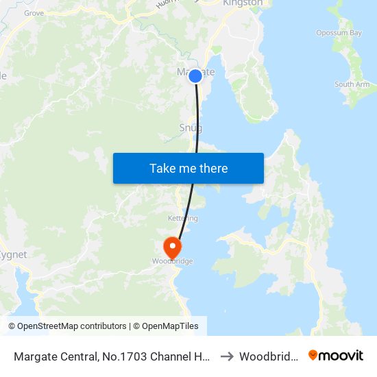 Margate Central, No.1703 Channel Hwy to Woodbridge map