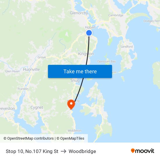Stop 10, No.107 King St to Woodbridge map