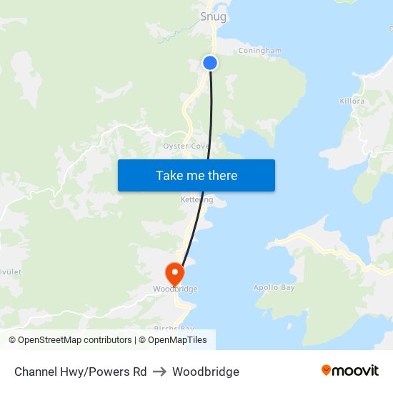 Channel Hwy/Powers Rd to Woodbridge map