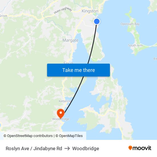 Roslyn Ave / Jindabyne Rd to Woodbridge map