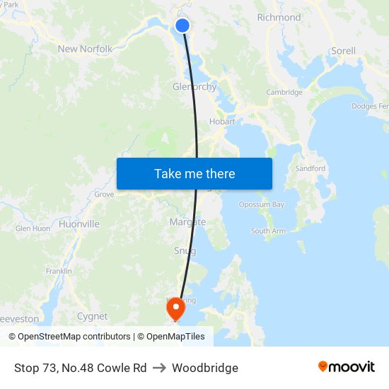 Stop 73, No.48 Cowle Rd to Woodbridge map