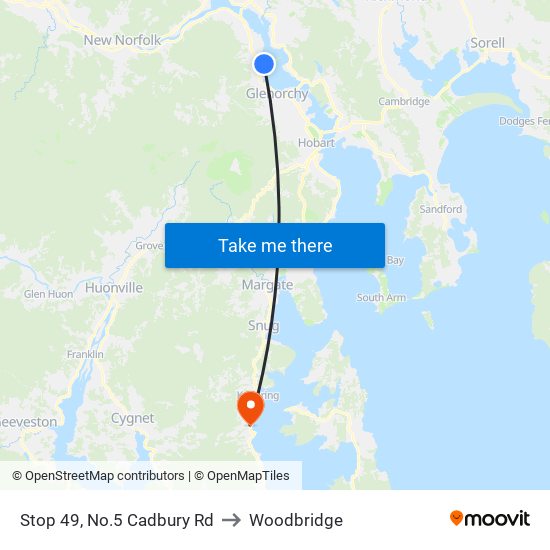 Stop 49, No.5 Cadbury Rd to Woodbridge map