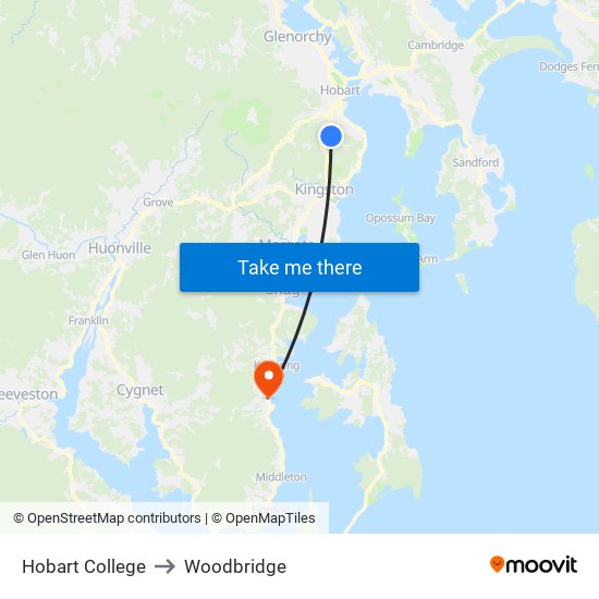 Hobart College to Woodbridge map