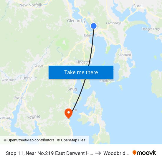Stop 11, Near No.219 East Derwent Hwy to Woodbridge map