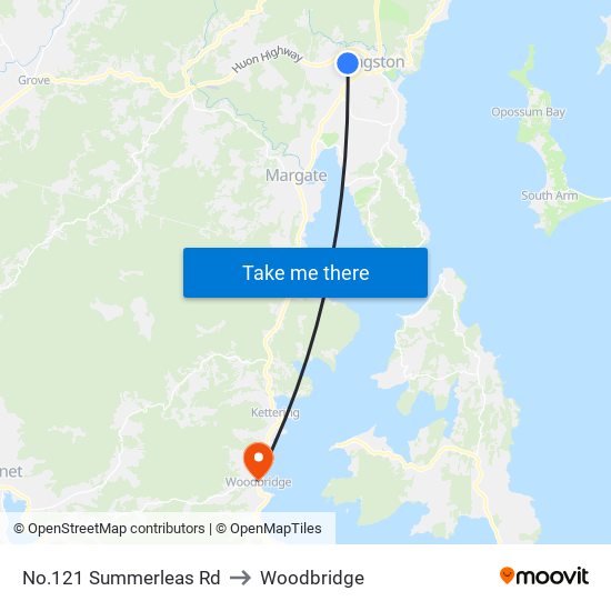 No.121 Summerleas Rd to Woodbridge map