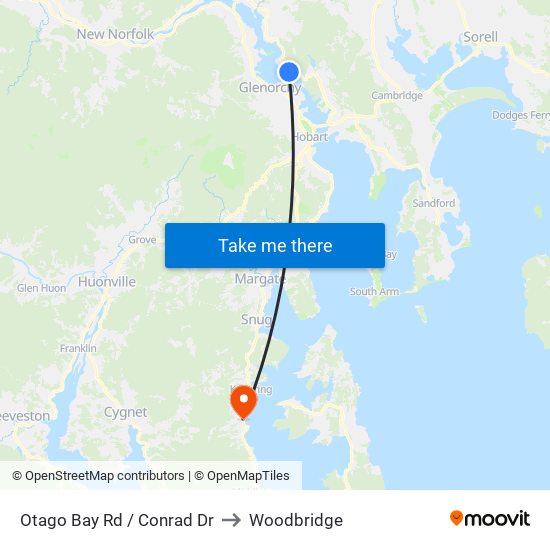 Otago Bay Rd / Conrad Dr to Woodbridge map