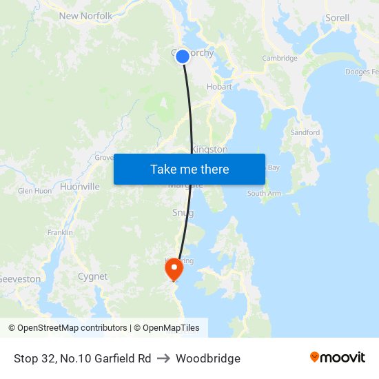 Stop 32, No.10 Garfield Rd to Woodbridge map