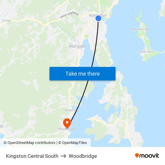 Kingston Central South to Woodbridge map