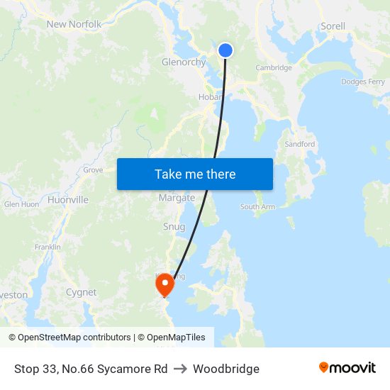 Stop 33, No.66 Sycamore Rd to Woodbridge map