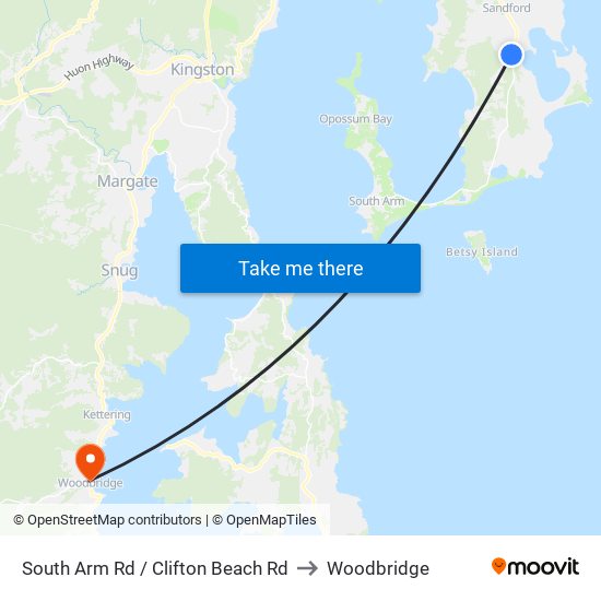 South Arm Rd / Clifton Beach Rd to Woodbridge map