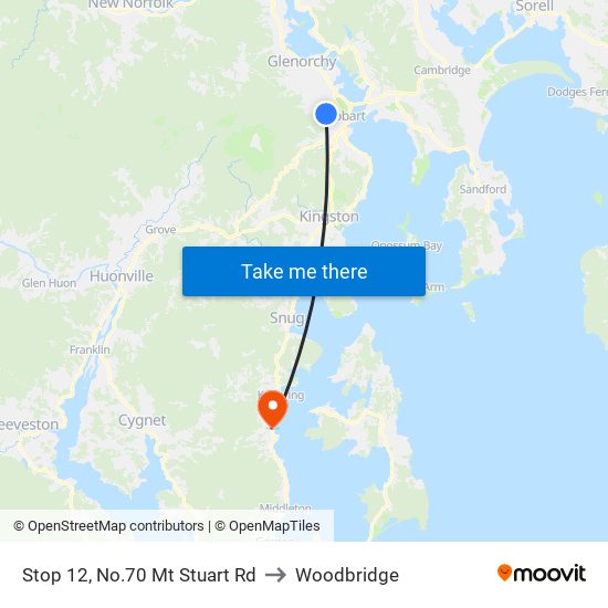 Stop 12, No.70 Mt Stuart Rd to Woodbridge map