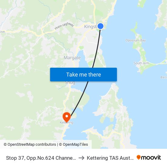 Stop 37, Opp.No.624 Channel Hwy to Kettering TAS Australia map