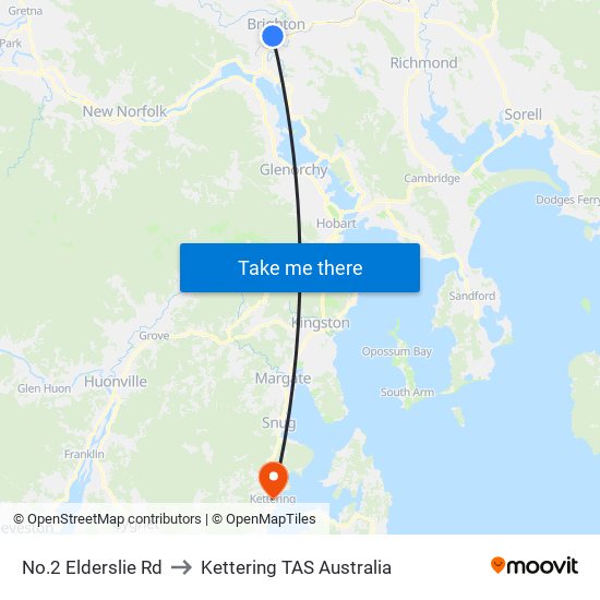 No.2 Elderslie Rd to Kettering TAS Australia map