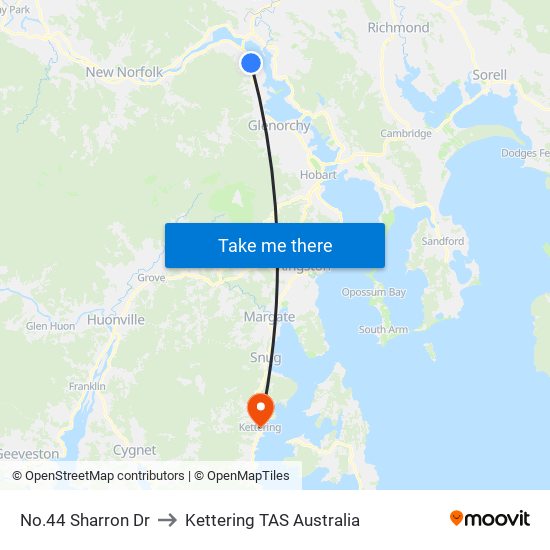 No.44 Sharron Dr to Kettering TAS Australia map