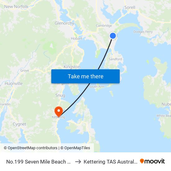 No.199 Seven Mile Beach Rd to Kettering TAS Australia map