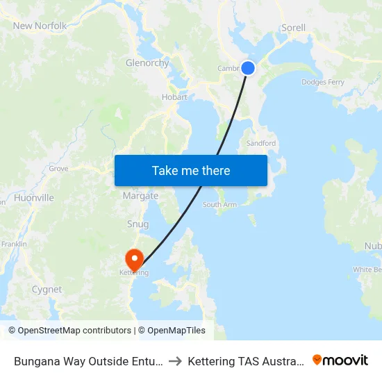 Bungana Way Outside Entura to Kettering TAS Australia map
