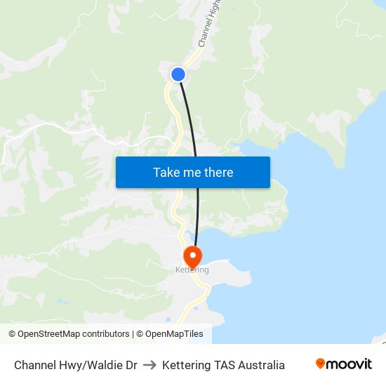 Channel Hwy/Waldie Dr to Kettering TAS Australia map