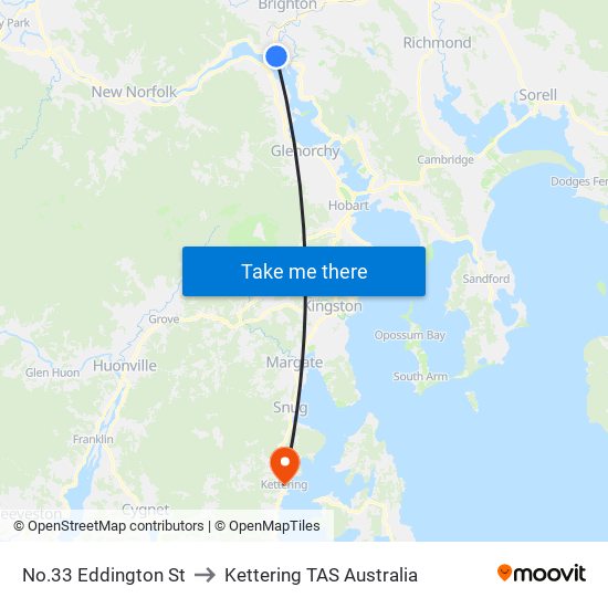 No.33 Eddington St to Kettering TAS Australia map