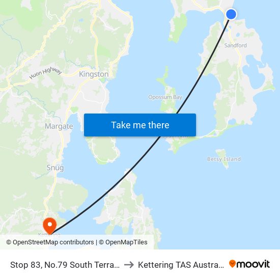 Stop 83, No.79 South Terrace to Kettering TAS Australia map