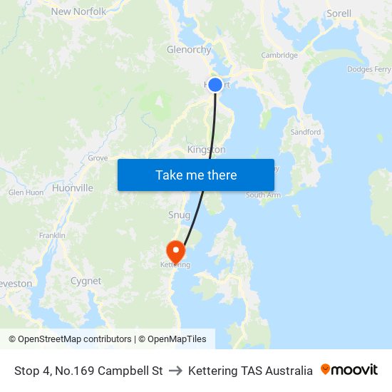 Stop 4, No.169 Campbell St to Kettering TAS Australia map