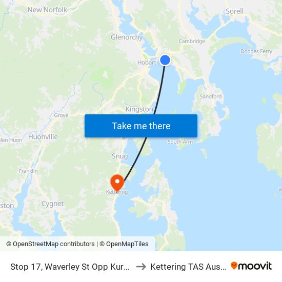 Stop 17, Waverley St Opp Kurrewa Ct to Kettering TAS Australia map