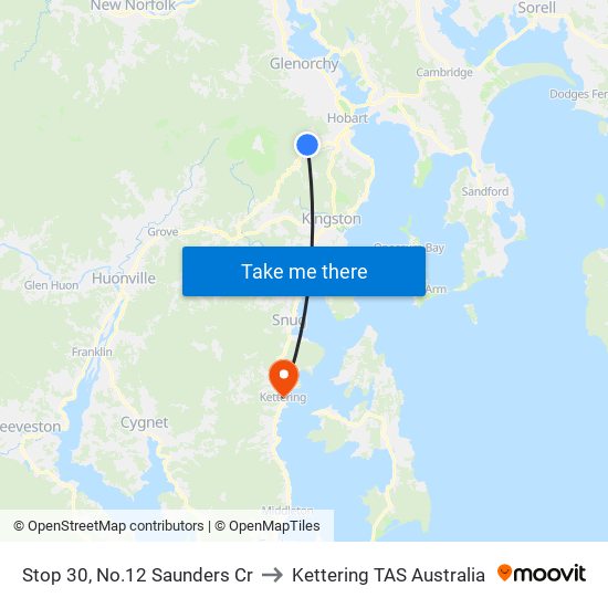 Stop 30, No.12 Saunders Cr to Kettering TAS Australia map