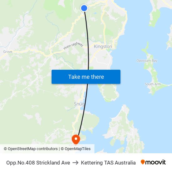 Opp.No.408 Strickland Ave to Kettering TAS Australia map