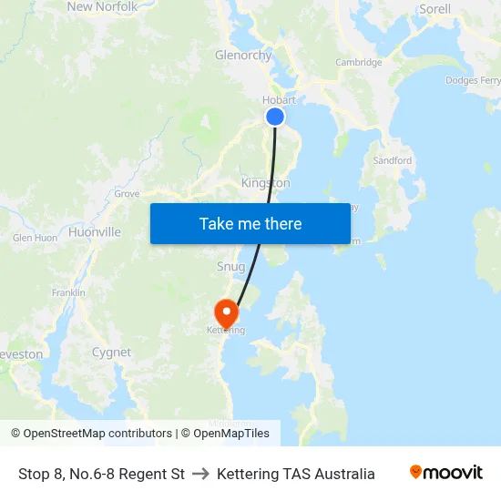Stop 8, No.6-8 Regent St to Kettering TAS Australia map