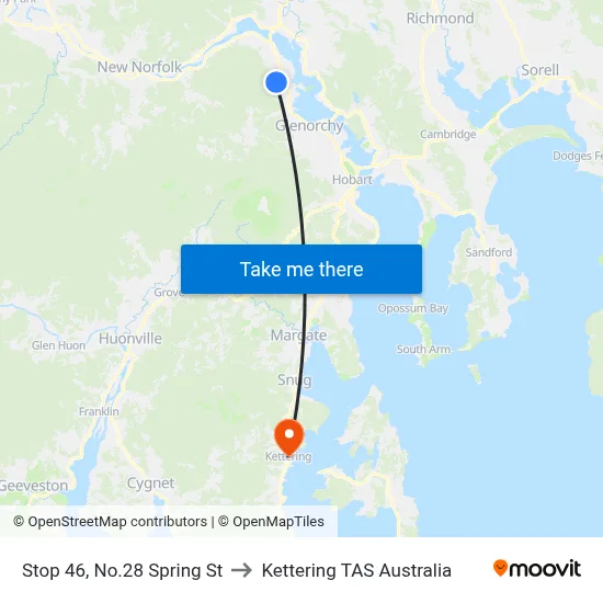 Stop 46, No.28 Spring St to Kettering TAS Australia map