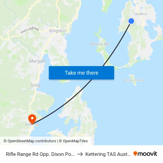 Rifle Range Rd Opp. Dixon Point Rd to Kettering TAS Australia map