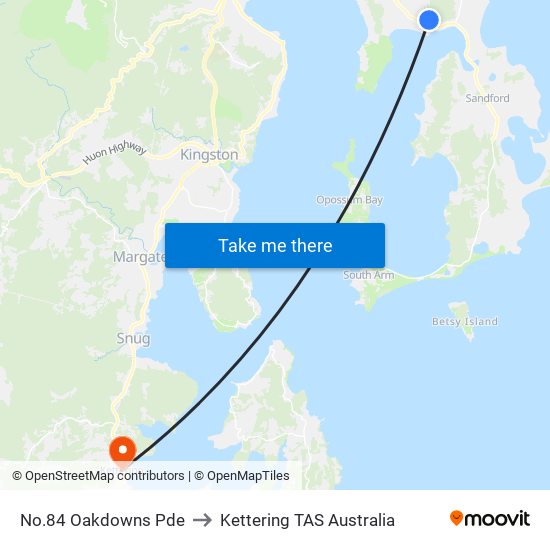 No.84 Oakdowns Pde to Kettering TAS Australia map