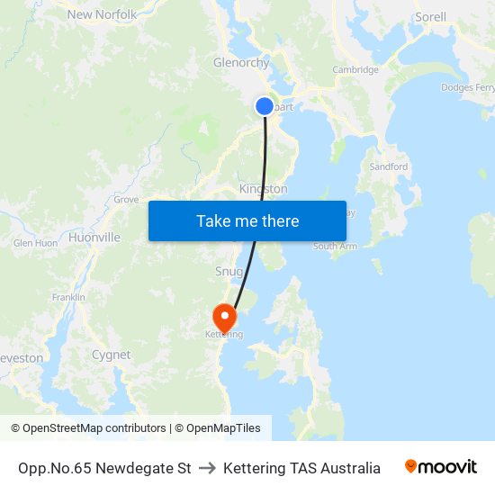 Opp.No.65 Newdegate St to Kettering TAS Australia map