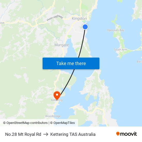 No.28 Mt Royal Rd to Kettering TAS Australia map