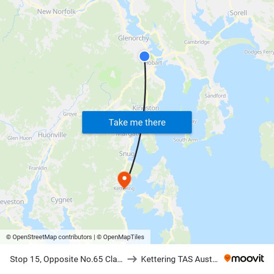 Stop 15, Opposite No.65 Clare St to Kettering TAS Australia map