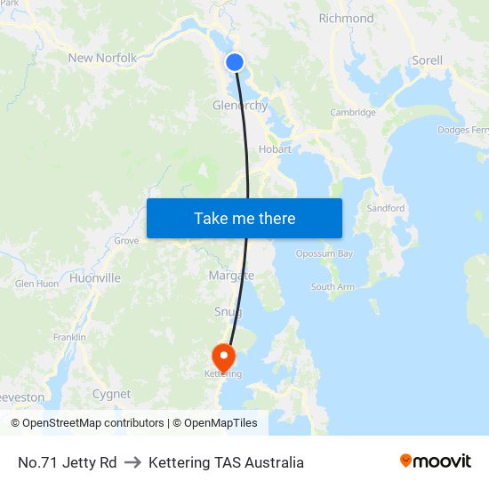 No.71 Jetty Rd to Kettering TAS Australia map