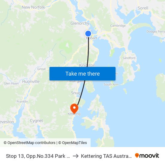 Stop 13, Opp.No.334 Park St to Kettering TAS Australia map