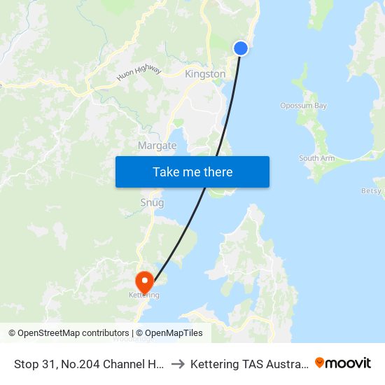 Stop 31, No.204 Channel Hwy to Kettering TAS Australia map