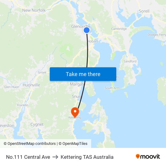 No.111 Central Ave to Kettering TAS Australia map