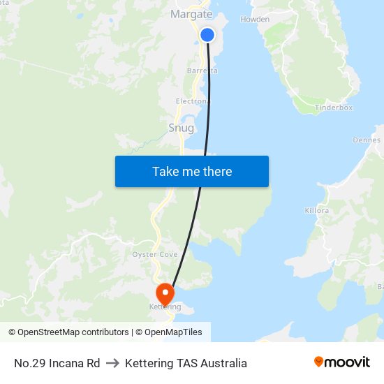 No.29 Incana Rd to Kettering TAS Australia map