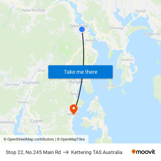 Stop 22, No.245 Main Rd to Kettering TAS Australia map