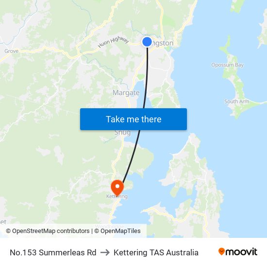 No.153 Summerleas Rd to Kettering TAS Australia map