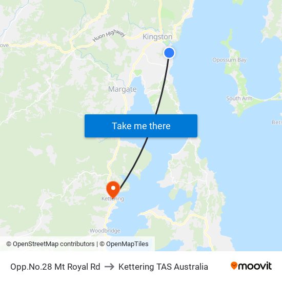 Opp.No.28 Mt Royal Rd to Kettering TAS Australia map