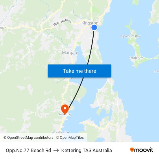 Opp.No.77 Beach Rd to Kettering TAS Australia map