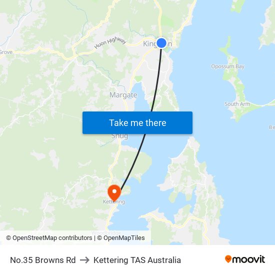 No.35 Browns Rd to Kettering TAS Australia map